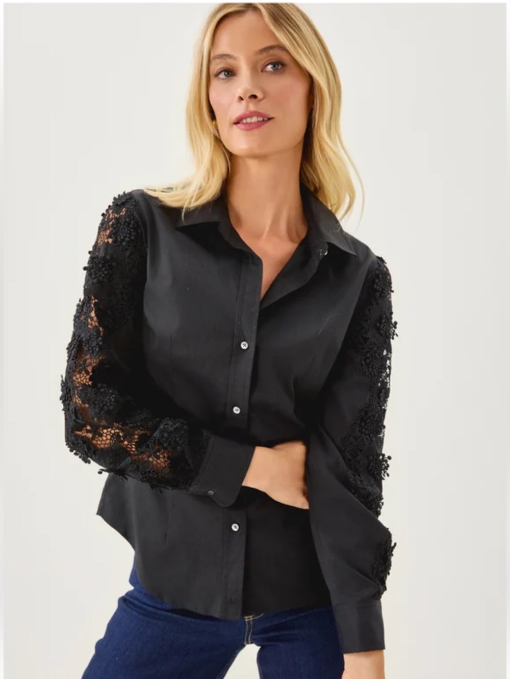Lilly Pulitzer Lace Lilly Shirt in Black